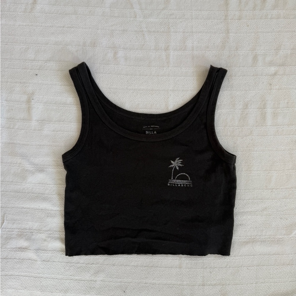 Billabong Black Fitted Sleeveless Crop Tank Top